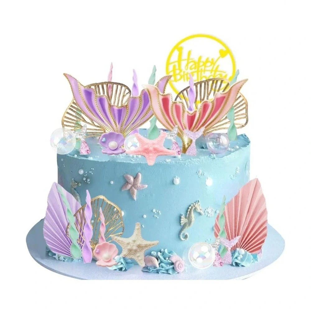 Mermaid Happy Birthday Cake Topper